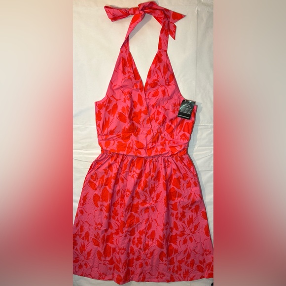 Boston Proper Cabana Floral Halter Fit And Flare Dress Pink Size 16 - Picture 4 of 8